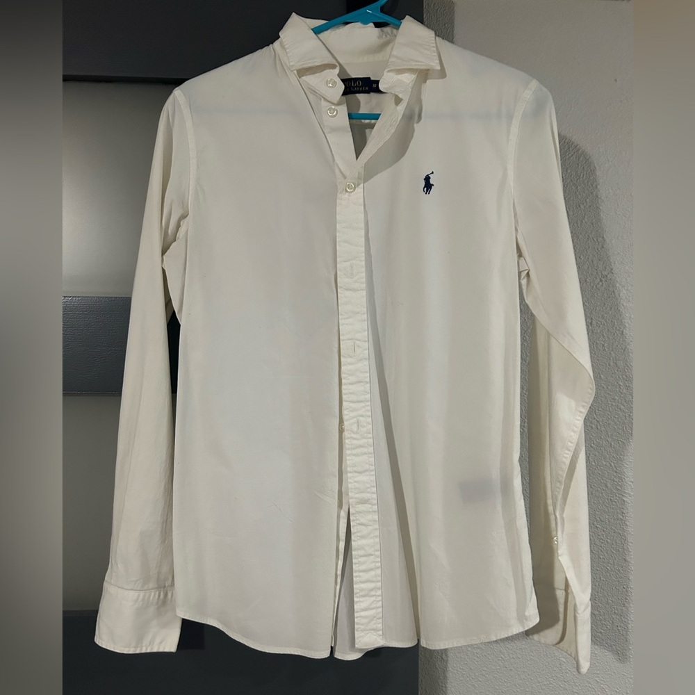 White Polo Ralph Lauren women’s button down size 10. Good condition.